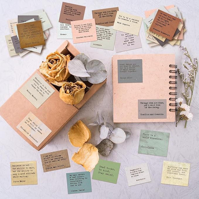 240PCS Vintage Motivational Quote Stickers, Typewriter Style Scrapbook Stickers, Famous Words Literary Inspirational Journaling Sticker Planner Bullet Journal Supplies