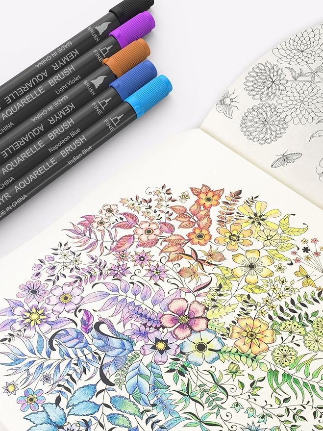 Markers for Adult Coloring Books: 80 Color Dual Tip Fine & Brush Pens - Water-Based Coloring Marker for Adults Drawing Sketching Bullet Journal Writing Lettering No bleeding