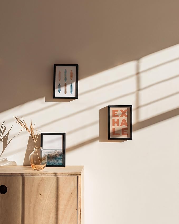 HAUS AND HUES 4x6 Black Metal Picture Frames - Black Frames 4X6 - Features Premium Aluminum, Vertical Hanging, Easel Back for Tabletop, Home, Office (4x6 in, Black, Set of 3)
