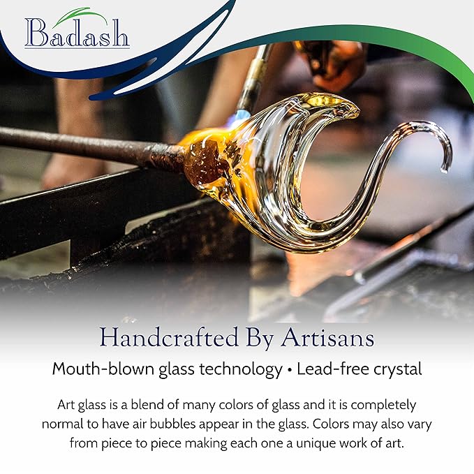Badash - Touch of The Blues Murano Style Art Glass Centerpiece on Crystal Base H14