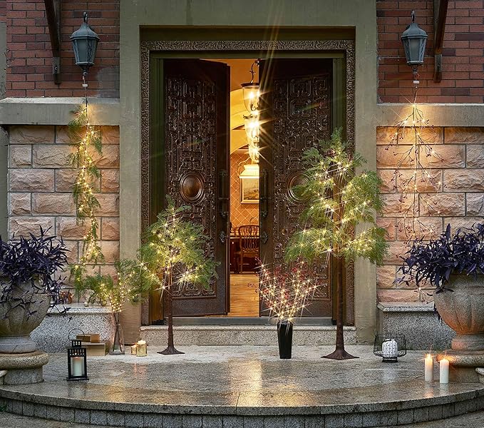 Hairui Red Berry Branches with Lights 32IN Battery Operated and USB Plug in, Lighted Willow Branches with Timer 80 LED Fairy Lights for Home Christmas Decoration Inside