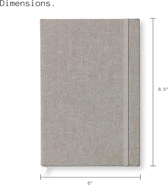 Portage Blank Hardcover Aesthetic Notebook Writing Journal – Bleed-Proof Paper Notepad for Journaling, High GSM, A5 Notebook, Cream Pages - Smoke, 6 x 8.5 Inches, 224 Pages
