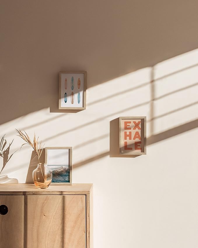 HAUS AND HUES Beige Oak Wood 4x6 Picture Frame - Modern Wood Wall Art Display - Lightweight 4x6 Frame for Art Prints, Photos, Posters - Ready-to-Hang Vertically & Horizontally (Set of 3)