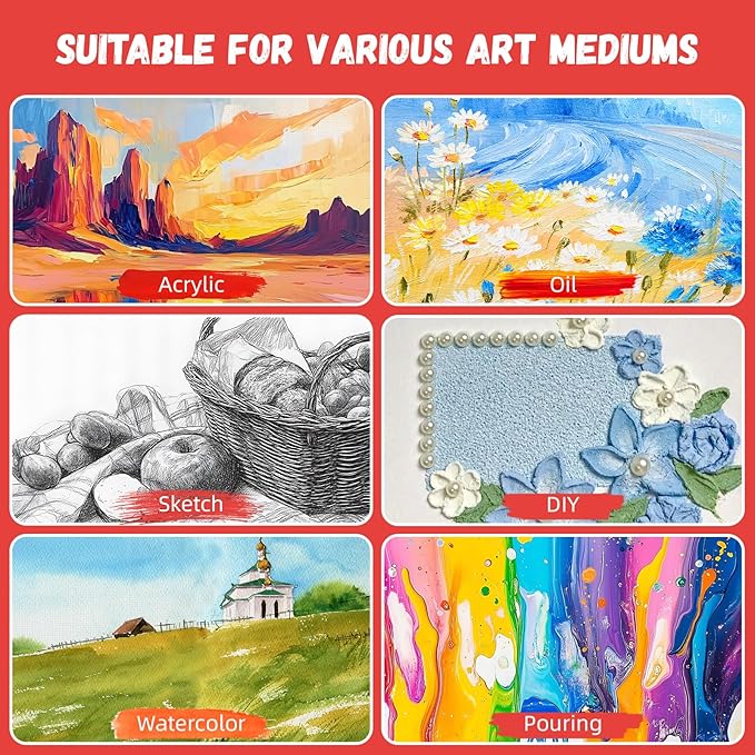Simetufy 4 x 6 inch 12 Pack Small Painting Canvas Boards- Gesso Primed Acid-Free 100% Cotton Mini Canvas Panels for Acrylics Oil Watercolor Tempera Paints