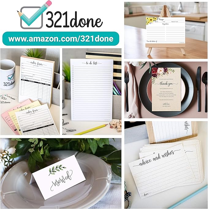 321Done (1 To Do (1) To Buy List Notepad 2-Pack - 3.7x8.5 (Slim, Skinny, Handheld - College Ruled) - Minimalist Memo Pad for ToDos, Tasks, Shopping, Grocery, Organizing, Planning - Made in the USA
