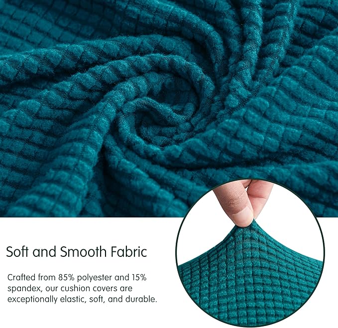 CHUN YI Stretch Loveseat Couch Cushion Cover Suitable for 2 Settee, Sofa Seat Slipcover with Spandex Jacquard Fabric(Medium,Teal)
