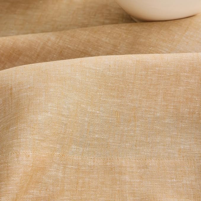 Solino Home Linen Table Runner 156 Inches Long - Athena, 100% Pure Linen Golden Nugget Table Runner 14 x 156 Inch for Dining, Spring, Easter