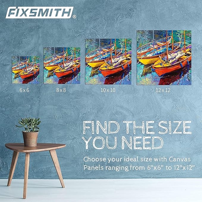 FIXSMITH Canvas Boards for Painting 8x8 Inch, Super Value 12 Pack White Blank Canvas Panels, 100% Cotton Primed, Painting Art Supplies for Professionals, Hobby Painters, Students & Kids