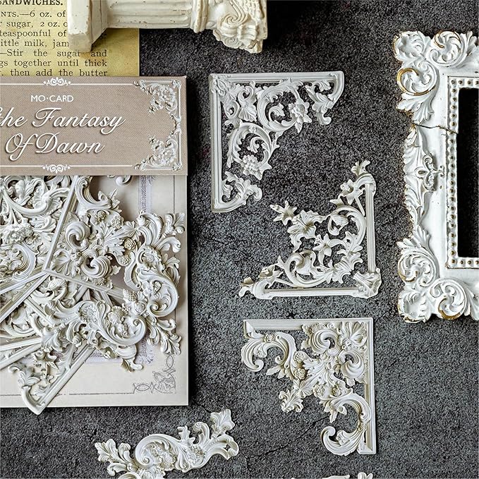 120Pcs Baroque Relief Corner Paper Embellishments, Retro Ornamental Frame Ephemera for Scrapbooking, Journaling, Junk Journal Supplies, and DIY Crafts with Glue Tape