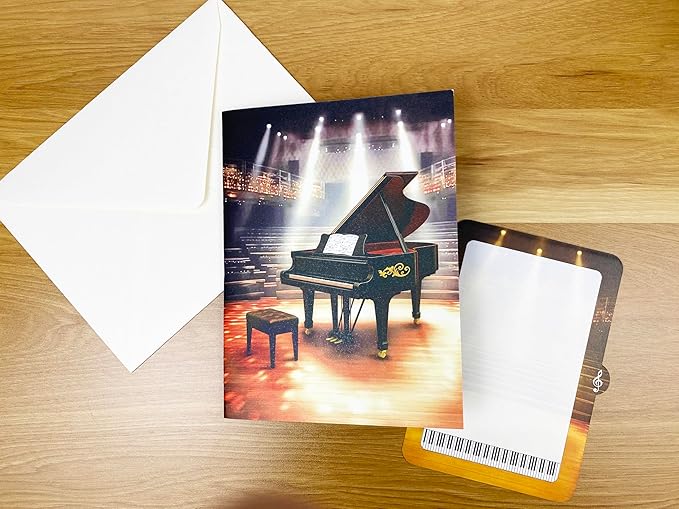 3D Pop Up Piano Greeting Card β Handmade Musical Gift Card for Birthday, Graduation, Recital, Music Teacher β Grand Piano Design with Envelope β Unique Keepsake for Pianists & Music Lovers