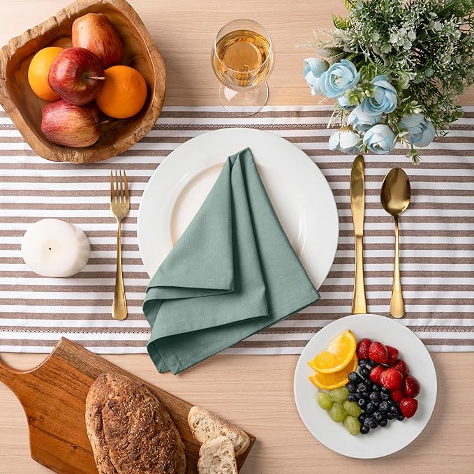 Blue Needles Solid Cloth Napkins Set of 12 Hunter Green 100% Cotton Dinner Napkins 18x18 inches - Soft, Reusable, Absorbent & Washable Linen, Ideal for Christmas Events, Parties & Everyday Use