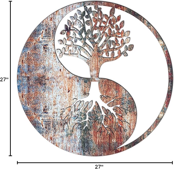 Venovez Yin Yang Wall Decor (Wood-Metal) Tree of Life Wall Art, Yin Yang Decor, Metal Wall Decor, Interior Decoration, Wall Hangings
