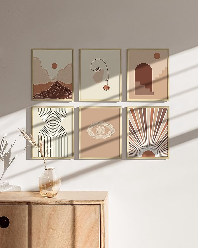 HAUS AND HUES 8x10 Metal Gold Picture Frame Set of 6 - Modern Aluminum Wall Art Display - Lightweight Gold Gallery Wall Frame Set for Photos, Prints, Posters - Ready-to-Hang Vertically & Horizontally