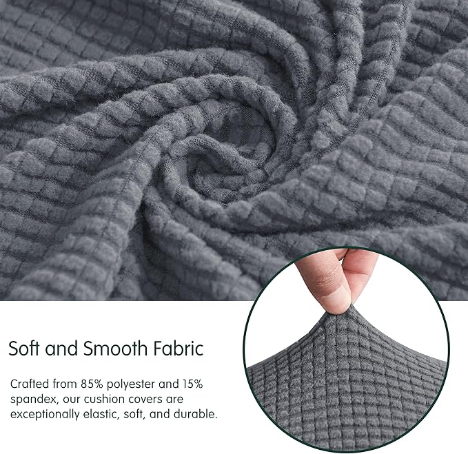 CHUN YI 2Piece Stretch Couch Cushion Covers, Sofa Seat Slipcovers for Pets, Suitable for Armchair Loveseat Sofa with Spandex Jacquard Washable Fabric (2Piece,Light Grey)