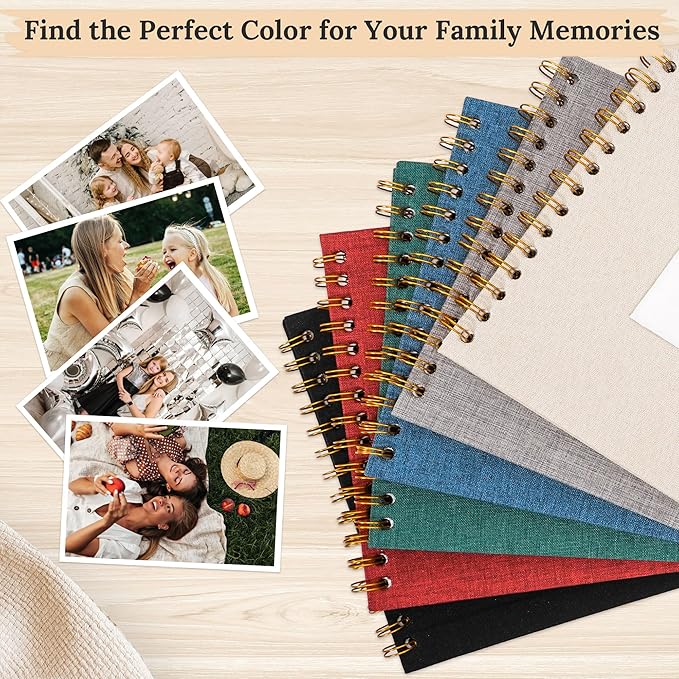 Scrapbook Photo Album Linen Cover, 8 x 8 Inch Hardcover Kraft White Pages Memory Book, for Travel Wedding Guest Book Christmas Baby Shower (20 Sheets/ 40 Pages,Darkgreen)