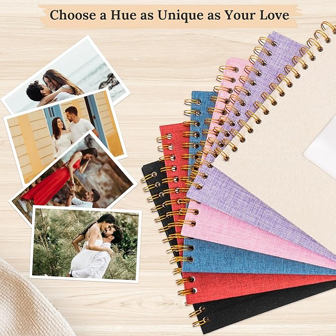 Scrapbook Photo Album Linen Cover, 8 x 8 Inch Hardcover Kraft White Pages Memory Book, for Travel Wedding Guest Book Christmas Baby Shower (20 Sheets/ 40 Pages,Purple)