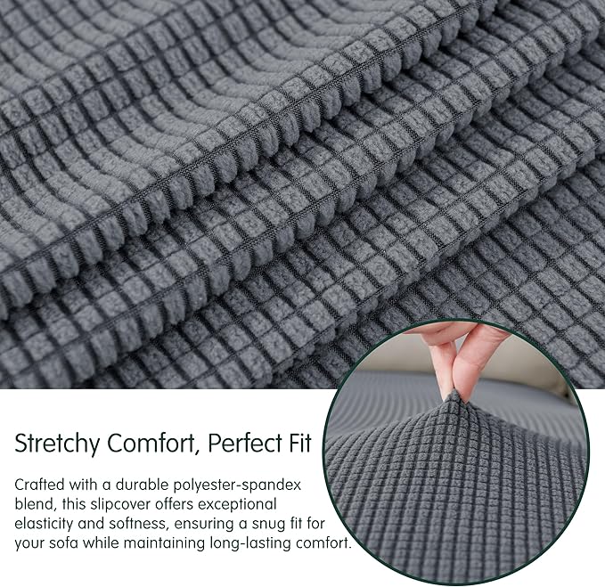 CHUN YI Stretch Sectional Couch Covers 1 Piece Chaise Lounge Slipcover L Shape Separate Cushion, Chaise Couch Cover for Both Left/Right Sectional Couch (Chaise Cover, Light Grey)