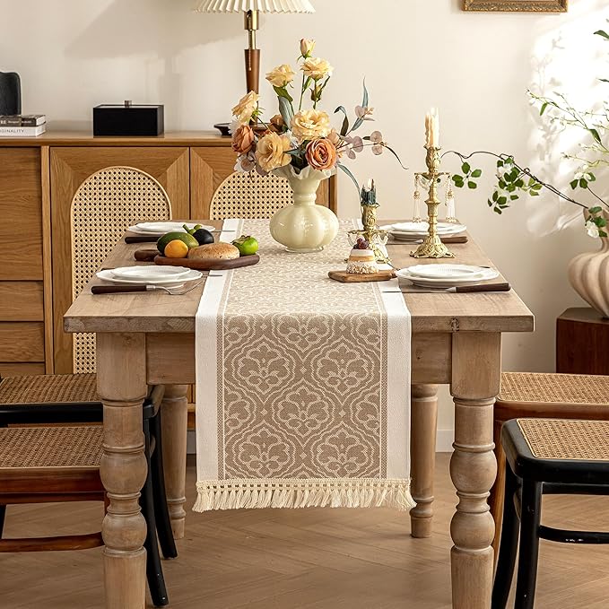 Table Runners 72 Inches Long Waterproof Boho Table Runner with Tassel Fringe,Table Runner for Party Coffee Table