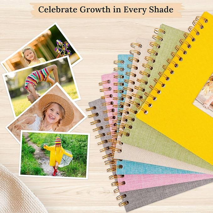 Scrapbook Photo Album Linen Cover, 12 x 12 Inch Hardcover Kraft White Pages Memory Book, for Travel Wedding Guest Book Christmas Baby Shower (40 Sheets/ 80 Pages,Pink)