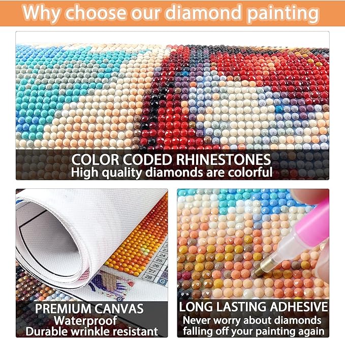 Eterkosu Mountain Flowers Diamond Art Painting Kits for Adults,5D DIY Scenery Diamond Art Paint with Diamonds for Home Decor,Full Drill Diamond Dots Painting for Adults Beginners Gem Art Pictures