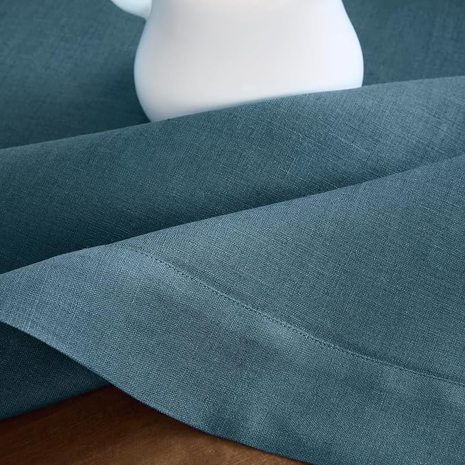 Solino Home Linen Table Runner 120 Inches Long - 100% Pure Linen Peacock Blue Table Runner 14 x 120 Inch for Winter - Fete