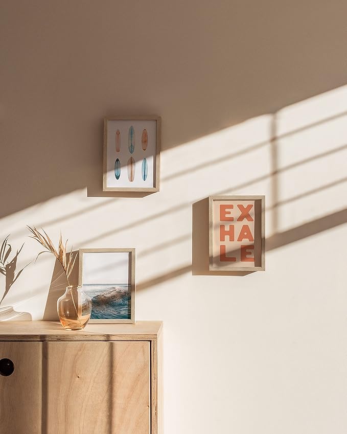 HAUS AND HUES Beige Oak Wood 5x7 Picture Frame - Modern Wood Wall Art Display - Lightweight 5x7 Frame for Art Prints, Photos, Posters - Ready-to-Hang Vertically & Horizontally (Set of 3)