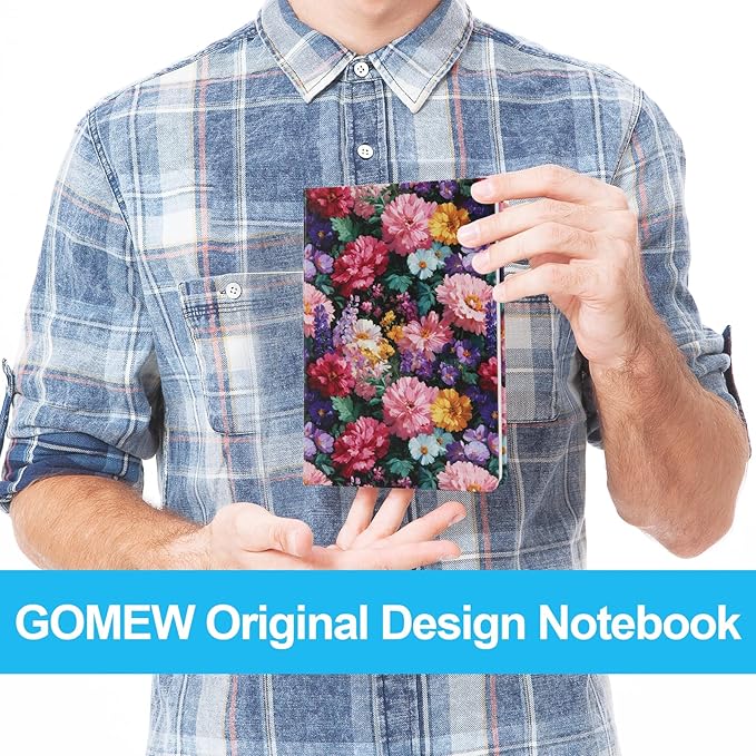 Dotted Journal Notebook A5 (6x8), Dot Grid Hardcover PU Leather Writing Journal with Japanese Paper, 160 Pages, Floral Tulip Design, Gift for Women and Men, Work & Note Taking