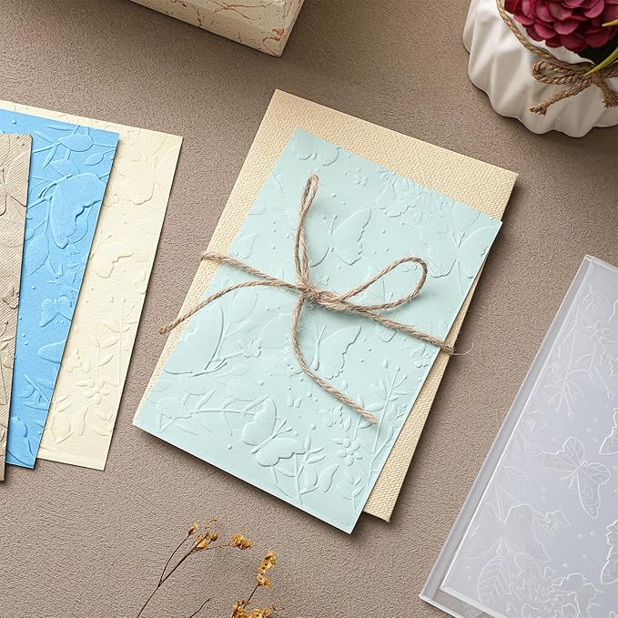 Geiserailie 1 Pcs Embossing Folders Embossing Machine Template Paper Card Folders for Christmas Card Making DIY Flower Scrapbook Photo Album Craft Decoration 5.9 x 4.1 Inch (Butterfly Style)