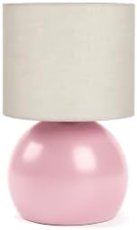 Modern Pink Table Lamp, Small Bedside Nightstand Light, 6.2X6.2X10.4 Inch, with Linen Shade and Included LED Bulb, for Bedroom Living Room by LAMP