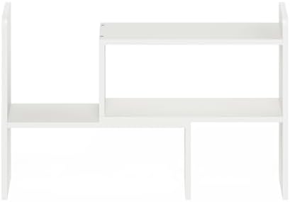 Furinno Classic Desk Organizers and Hutch, Open Shelf Expandable Office Organization, Adjustable Desk Top Display Book Shelf, for Paper, Office Supplies, White - Image 6