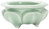 Ceramic Lotus Incense Burner, Jade Green No Hole Ash Bowl for Resins Only, Minimal Spill Decor Holder for Desk, Altar & Meditation by PTSXiangWorkshop