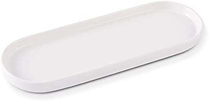 Ceramic Sink Tray, Bathroom Counter Tray, Bathtub, Cosmetics Dish, Candle, Perfume Shampoo Liquid Soap Simple Style Design Suit for Bathroom and Kitchen (White) by CosyCorner