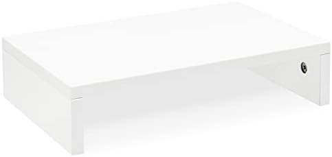 TEAMIX White Monitor Stand Riser for Desk, Small Computer/Laptop Stand Wood by TEAMIX