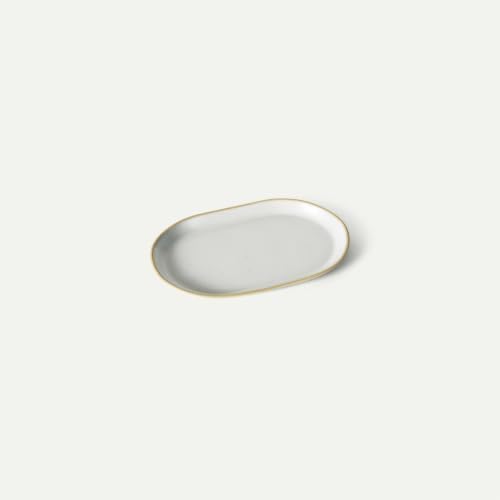 Mora Ceramic Decorative Tray - 9.4in Dish for Jewelry, Perfume, Makeup, Accessories, Candle, in the Bathroom Vanity, Bedside, or Kitchen Counter. Cute Organizers - Cloud by MORA