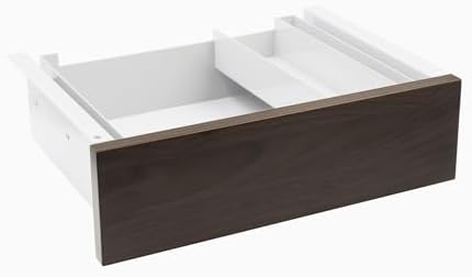 Desky Minimal Under Desk Drawer – Slim Pull-Out Metal Storage Organizer for Sit-Stand Desks, Smooth Glide, Space-Saving Design, Easy Mount, Burnished Wood Laminate & White Frame by Desky