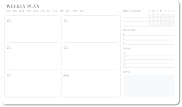 Minimalist Weekly Planner Cards – Double-Sided Weekly Planning Cards, 250 GSM Cardstock (2-Pack, 60 Cards Total) by TimberBoxDesign
