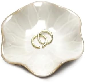 Ceramic Leaf Jewelry Dish, Tiny Key Bowl, Small Ring Dishes Holder, White Trinket Tray - Nightstand Decor for Entryway Table, Home Decor Gift for Mom, Women, Girls by Unknown