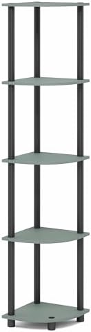 Furinno Turn-N-Tube Corner Shelf, 5-Tier Corner Bookshelf, Open Storage Shelves, for Organization and Storage, Living Room, Home Office, Garage, Bedroom, Sage Green - Image 7