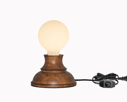 LUXON 5.9"Solid Wood Table Lamp with G30 8W Opal Glass Bulb,Minimalist,Warm - Image 4