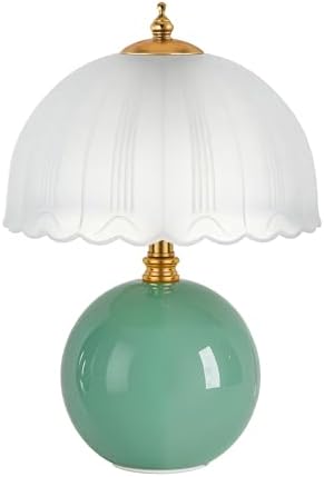 PARTPHONER Mushroom Table Lamp, Ceramic Bedside Lamp with Glass Shade, 3-Way Lighting (2700K-5000K) Rocker Switch, Small Nightstand Lamp for Bedroom, Living Room, Office, Green - Image 2
