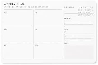 Minimalist Weekly Planner Desk Set – Solid Black Walnut Stand with Pen Tray, Double-Sided Planner & To-Do Cards (Weekly Planner Cards (50 Cards)) by TimberBoxDesign
