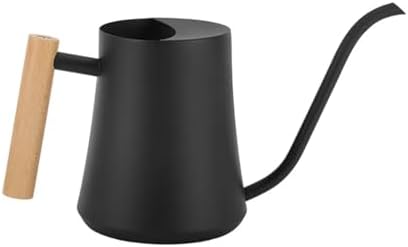 Indoor Watering Can with Long Spout, 34oz Capacity, Black Metal with Wood Handle (Black-W1) by AUKLETBLIEF