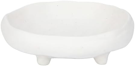 Modern Spiral Ceramic Decorative Bowl - Textured Trinket Dish - Minimalist Zen Catch-all Tray for Entryway Vanity 4.9" L x 4.9" W x 1.8" H White by HMETOL