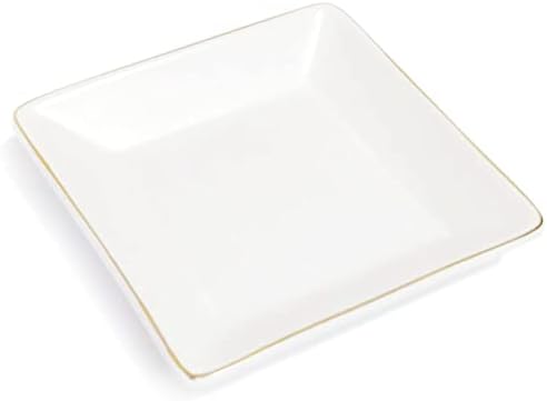 HANKOR Ceramic Jewelry Dish Tray, Decorative Trinket Tray Holder for Ring Earring Key, Gift for Women Girls, 4.7inch, White by HANKOR