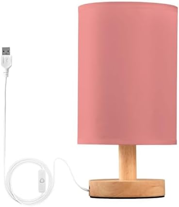 DOMIKING Light Coral Print Bedside Table Lamp for Bedroom Small Lamps for Nightstand Lamp with Round Fabric Shade Bedroom Lamps for Living Room Nursery Dorm Office Party by DOMIKING