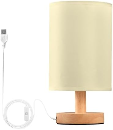 Light Yellow Print Bedside Table Lamp for Bedroom Small Lamps for Nightstand Lamp with Non-Slip Base LED Table Lamps for Living Room Home Office Dorm Kids Room by DOMIKING