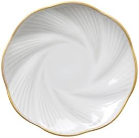Ceramic Jewelry Tray with Gold Edge, 5 Inch Modern Trinket Dish by Sikkis