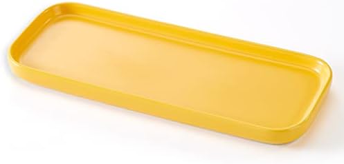 Ceramic Bathroom Tray,Kitchen Sink Organizer Tray,Cosmetics Holder,Vanity Trays,Candle Tray,Dessert Plate,Simple Style Rectangle Tray for Dessert Fruit Jewelry Perfume Soap Succulents Plant (Yellow) by CosyCorner