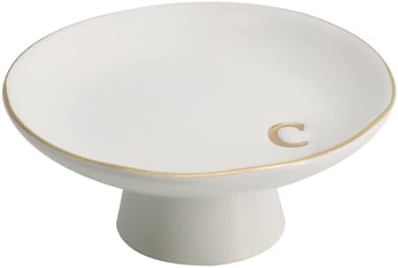 COLLECTIVE HOME - Ceramic Jewelry Tray, Decorative Monogram Jewelry Dish, Luxurious Trinket Tray with High Base, Birthday Mother's Day for Women (c) - Image 2