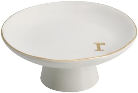 COLLECTIVE HOME - Ceramic Jewelry Tray, Decorative Monogram Jewelry Dish, Luxurious Trinket Tray with High Base, Birthday Mother's Day for Women (r) - Image 2